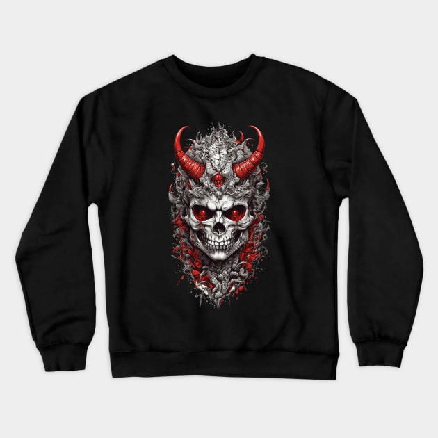 Demon skull head with red horn Crewneck Sweatshirt by imagifa